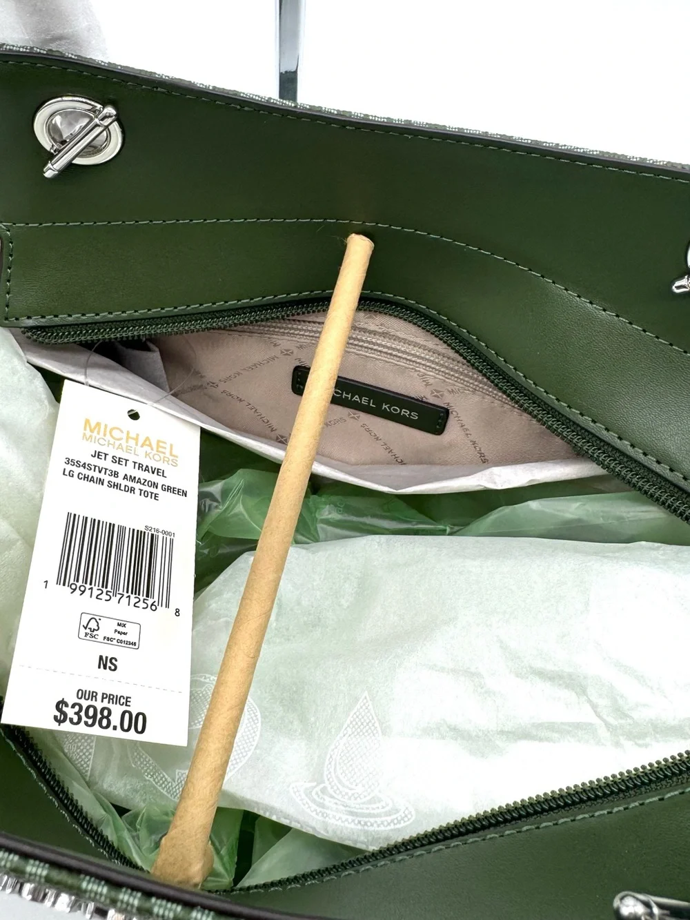 Michael Kors Jet Set Large Signature Logo Shoulder Bag - Amazon Green